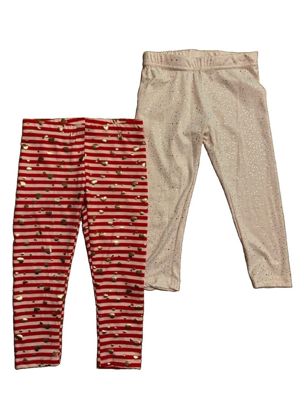 Young Hearts Little Girls 2-Pack Metallic Accent Leggings - 3T